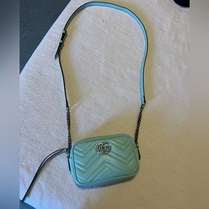 🪻2 hour sale!🪻GUCCI Marmont small leather camera bag pastel sea foam green